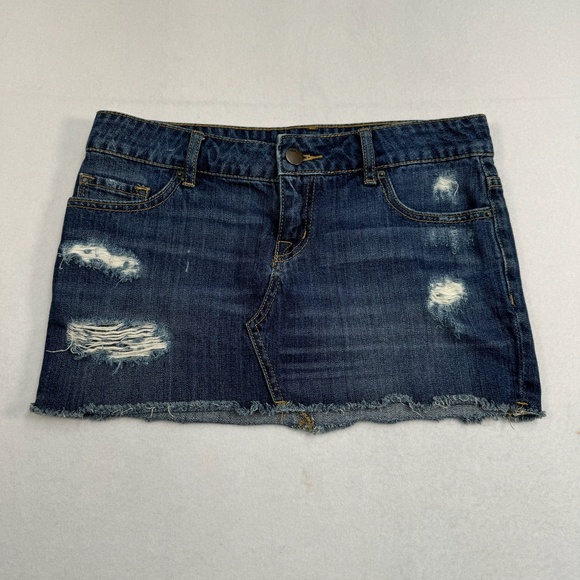 BDG Dresses & Skirts - Bdg Mini Denim Jean Skirt Womens Size 4 Dark Wash Frayed Hem
